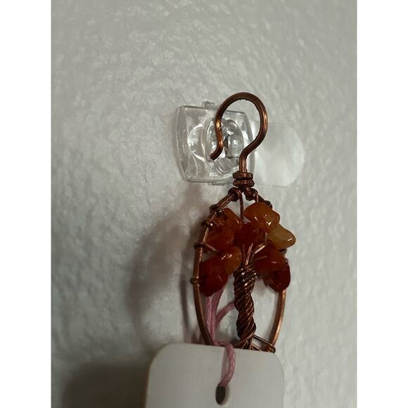 Handmade Copper and Serpentine Crystal Tree of life 3.5x2” Wall Decor - Picture 4 of 5